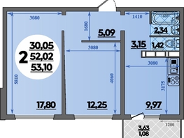 Продается 2-комнатная квартира ЖК Платовский, литер 13, 53.1 м², 6987960 рублей