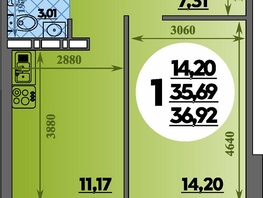 Продается 1-комнатная квартира ЖК Суворовский, литера 23, 36.92 м², 4401811 рублей