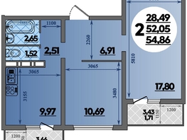 Продается 2-комнатная квартира ЖК Суворовский, литера 6, 54.86  м², 6736808 рублей