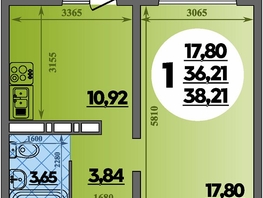 Продается 1-комнатная квартира ЖК Суворовский, литера 6, 38.21  м², 5208023 рублей