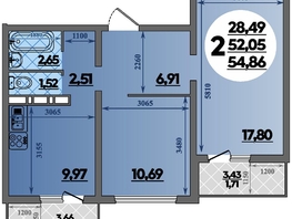 Продается 2-комнатная квартира ЖК Суворовский, литера 6, 54.86 м², 6819098 рублей
