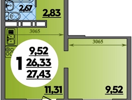 Продается Студия ЖК Суворовский, литера 6, 27.43  м², 3930719 рублей