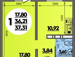 Продается 1-комнатная квартира ЖК Суворовский, литера 6, 37.31  м², 5145049 рублей