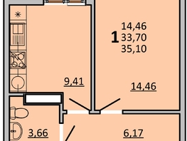 Продается 1-комнатная квартира ЖК Frame (Фрейм), 11Б, 35.1  м², 6089850 рублей