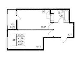 Продается 1-комнатная квартира ЖК Звезда Столицы 2, 45.63  м&sup2;, 6114420 рублей