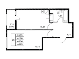 Продается 1-комнатная квартира ЖК Звезда Столицы 2, 45.63  м&sup2;, 6342570 рублей