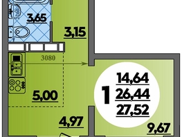 Продается Студия ЖК Платовский, литер 13, 27.52 м², 3850048 рублей
