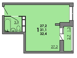 Продается Студия ЖК Gray (Грэй), кв-л 11-2, 32.4 м², 4876200 рублей