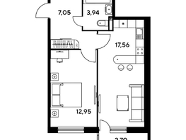 Продается 2-комнатная квартира ЖК Малина Парк, дом 1, 45.15 м², 6150000 рублей