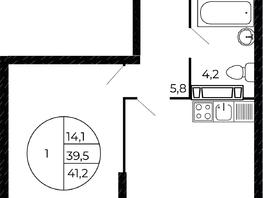 Продается 1-комнатная квартира ЖК Флора, литера 1.3, 40.75  м², 6194000 рублей