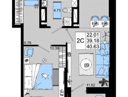 Продается 1-комнатная квартира ЖК Октябрь Парк, 1.1, 40.63  м², 5281900 рублей