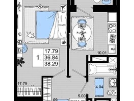 Продается 1-комнатная квартира ЖК Октябрь Парк, 1.2, 38.29  м², 5169150 рублей
