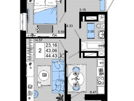 Продается 2-комнатная квартира ЖК Октябрь Парк, 1.2, 44.43  м², 5775900 рублей