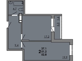 Продается 2-комнатная квартира ЖК Gray (Грэй), кв-л 11-2, 52.45  м², 7211875 рублей