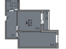 Продается 2-комнатная квартира ЖК Gray (Грэй), кв-л 11-2, 53.3  м², 7195500 рублей