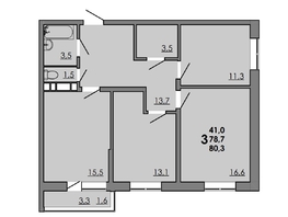 Продается 3-комнатная квартира ЖК Gray (Грэй), кв-л 11-2, 80.15  м², 10379425 рублей