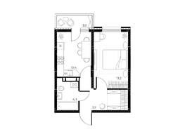 Продается 1-комнатная квартира ЖК Панорама на Театральном, литера 1, 36.5  м², 6564525 рублей