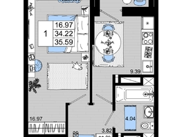 Продается 1-комнатная квартира ЖК Октябрь Парк, 2.1, 35.59 м², 4804650 рублей