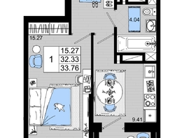 Продается 1-комнатная квартира ЖК Октябрь Парк, 2.1, 33.76 м², 4557600 рублей