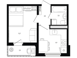 Продается 1-комнатная квартира ЖК Левенцовка Парк, лит 8-11 стр.1, сек.1,2,3, 29.5  м², 4023800 рублей