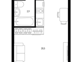 Продается 1-комнатная квартира ЖК Левенцовка Парк, лит 8-11 стр.2, сек.4,5, 24.8 м², 3563760 рублей