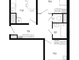 Продается 2-комнатная квартира ЖК 5 элемент Аске, лит 5-12 стр.2, сек.3,4,5,6, 51.6 м², 7822560 рублей