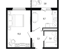 Продается 1-комнатная квартира ЖК 5 элемент Аске, лит 5-11 стр.2, сек.5,6, 32.2  м², 4321240 рублей