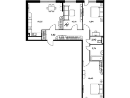 Продается 3-комнатная квартира ЖК Малина Парк, дом 2, 80.8 м², 9400000 рублей