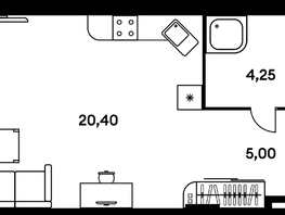 Продается 1-комнатная квартира ЖК Гринсайд, 5.1-5.5, 29.75 м², 8230000 рублей