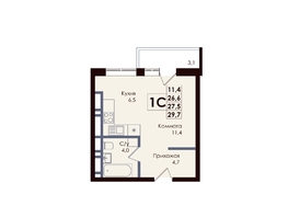 Продается Студия ЖК ACADEMIA (Академия), 27.3 м², 4627350 рублей