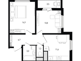 Продается 2-комнатная квартира ЖК Левенцовка Парк, лит 8-11 стр.1, сек.1,2,3, 50.4  м², 5937120 рублей