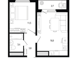Продается 1-комнатная квартира ЖК 5 элемент Аске, лит 5-12 стр.1, сек.1,2, 39.4  м², 4829416 рублей