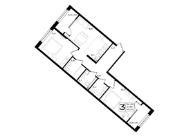Продается 3-комнатная квартира ЖК Придонье, литер 3.1, 64.9  м², 7788000 рублей