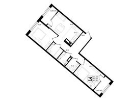 Продается 3-комнатная квартира ЖК Придонье, литер 3.1, 63.8 м², 7656000 рублей