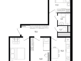 Продается 3-комнатная квартира ЖК 5 элемент Аске, лит 5-12 стр.1, сек.1,2, 65.4  м², 7880700 рублей