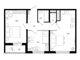 Продается 2-комнатная квартира ЖК 5 элемент Аске, лит 5-12 стр.1, сек.1,2, 57.2  м², 7029880 рублей
