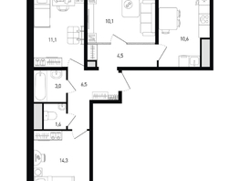 Продается 3-комнатная квартира ЖК Левенцовка Парк, лит 8-10 стр.1, сек.1,2,3, 63  м², 9055305 рублей