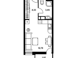 Продается Студия ЖК Гринсайд, 5.1-5.5, 22.13  м², 4550000 рублей
