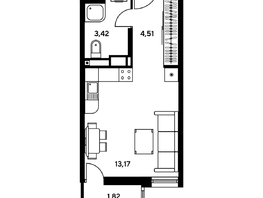 Продается Студия ЖК Гринсайд, 5.1-5.5, 22.42  м², 4240000 рублей