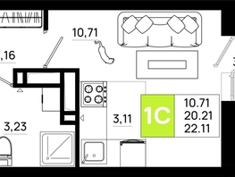 Продается Студия ЖК Октябрь Парк, 4.1, 22.11  м², 2852190 рублей