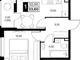 Продается 1-комнатная квартира ЖК Эстет, литер 49.2, 33.6  м&sup2;, 5421696 рублей