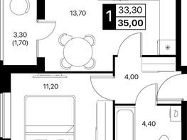 Продается 1-комнатная квартира ЖК Эстет, литер 49.2, 35  м&sup2;, 5577600 рублей