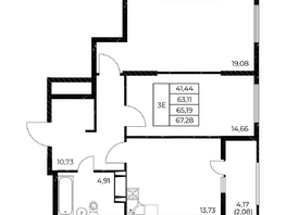 Продается 2-комнатная квартира ЖК Звезда Столицы 2, 67.28  м², 9486480 рублей