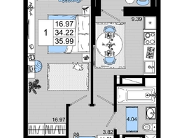 Продается 1-комнатная квартира ЖК Октябрь Парк, 1.1, 35.99  м², 4858650 рублей