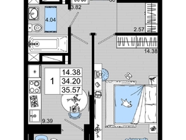 Продается 1-комнатная квартира ЖК Октябрь Парк, 2.2, 35.57  м&sup2;, 4801950 рублей