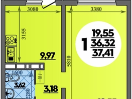 Продается 1-комнатная квартира ЖК Платовский, литер 14, 37.41  м&sup2;, 4751070 рублей