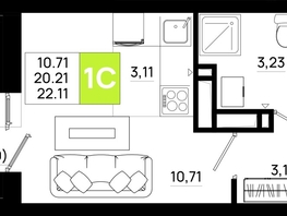 Продается Студия ЖК Октябрь Парк, 5.2, 22.11  м&sup2;, 2852190 рублей