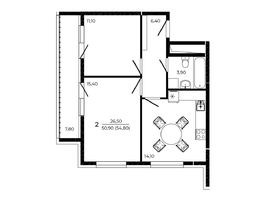 Продается 2-комнатная квартира ЖК ПРИТЯЖЕНИЕ, литер 3, 54.8  м&sup2;, 6302000 рублей
