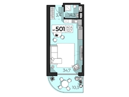 Продается Апартамент АК Sky Plaza (Скай Плаза), 5.0, 52.7  м&sup2;, 28458000 рублей