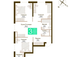 Продается 3-комнатная квартира ЖК Солнечный парк, дом 7, 63.8  м&sup2;, 9570000 рублей